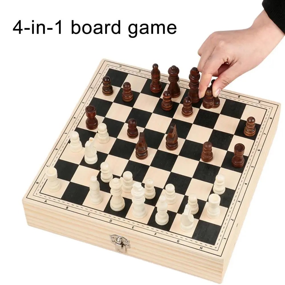 Professional Portable Winner Board Game - Wood Sling Puck Chess Checkers 